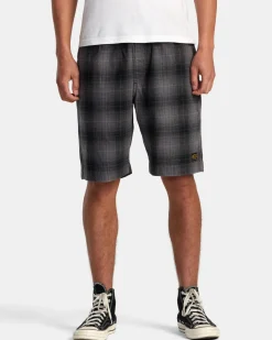 RVCA AMERICANA 20" ELASTIC WAIST YARN DYED SHORTS Black Sale