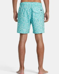 RVCA BARNES ELASTIC WAIST 17" BOARDSHORTS Green Haze Clearance