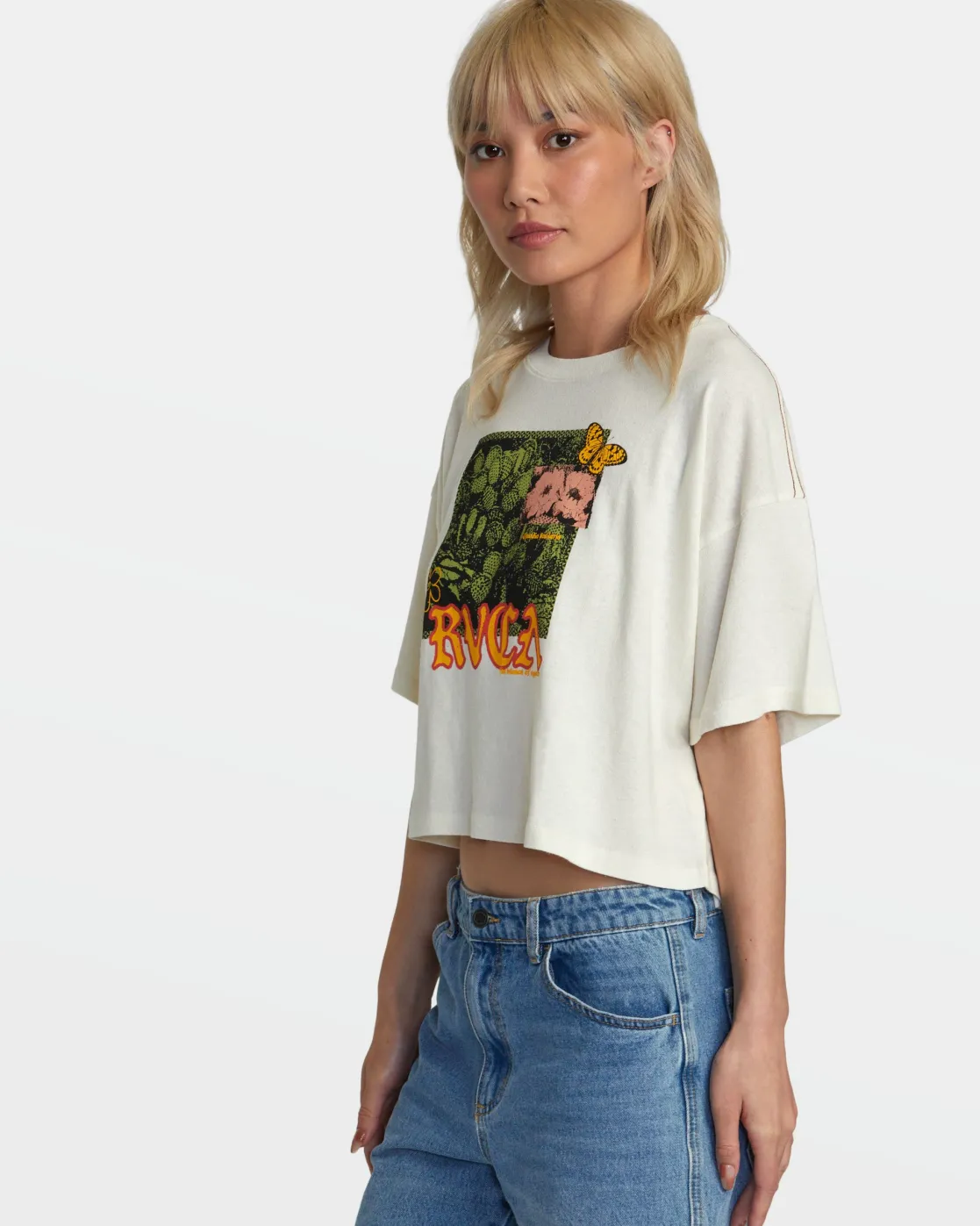 RVCA BOYFRIEND CROPPED TEE Whisper White Clearance