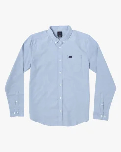 RVCA BOYS THATLL DO STRETCH LONG SLEEVE SHIRT Oxford Blue New