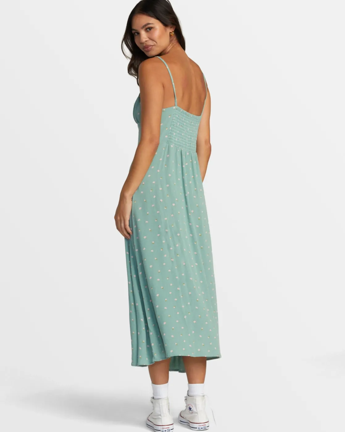 RVCA CAFE MIDI DRESS Green Haze Best