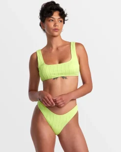 RVCA CHEVY GROOVES HIGH LEG FRENCH BIKINI BOTTOMS Neon Green Discount