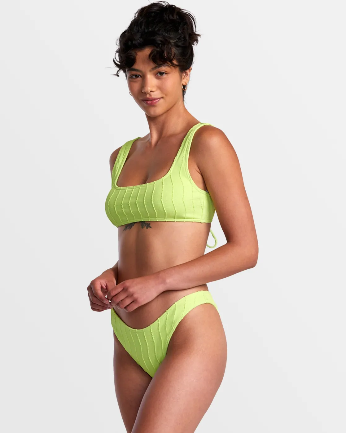 RVCA CHEVY GROOVES HIGH LEG FRENCH BIKINI BOTTOMS Neon Green Discount