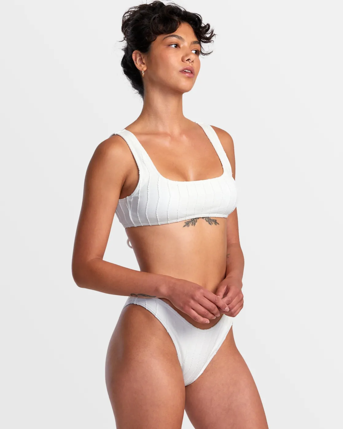 RVCA CHEVY GROOVES HIGH LEG FRENCH BIKINI BOTTOMS Whisper White Clearance