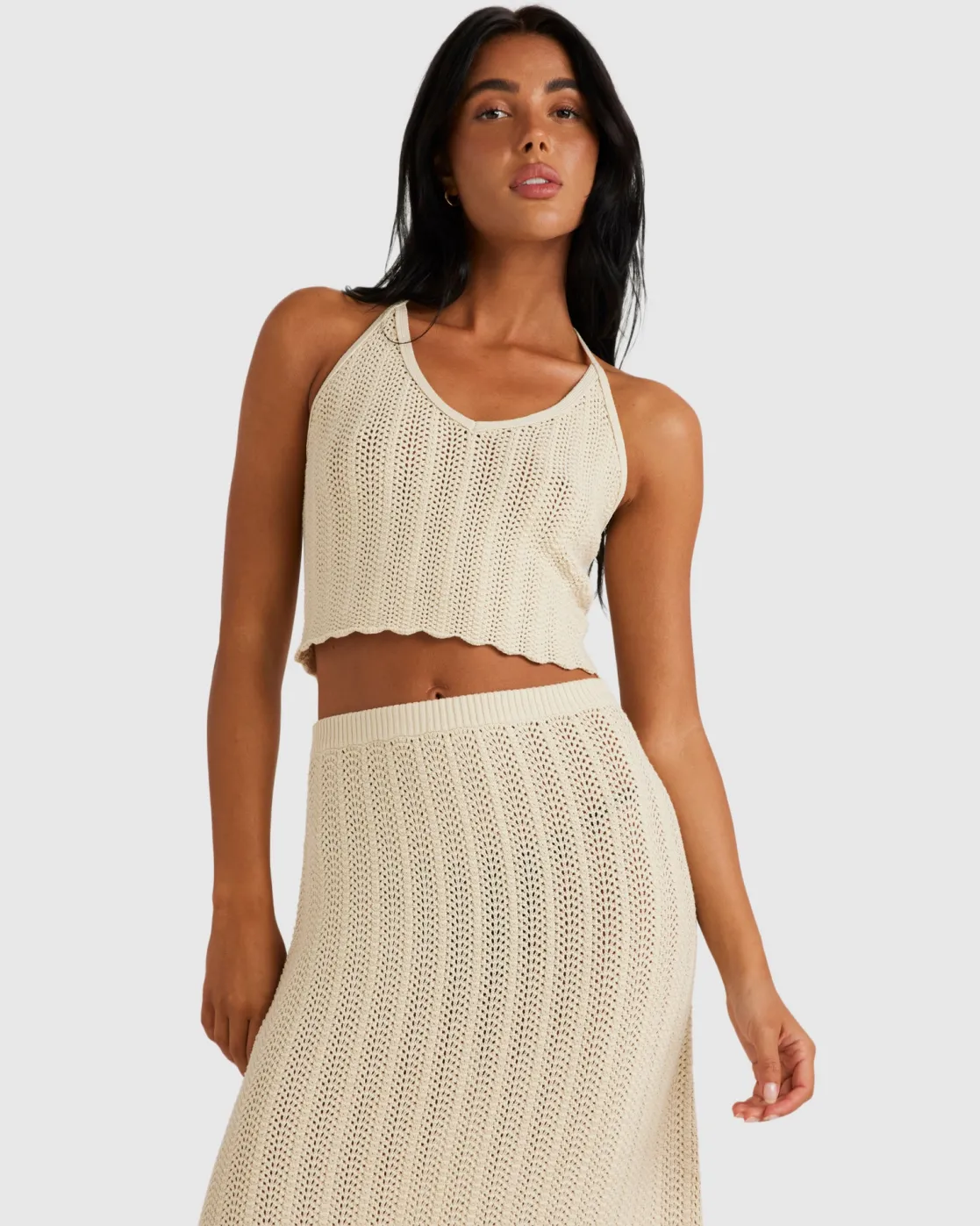 RVCA CROCHET HALTER TOP Natural Discount
