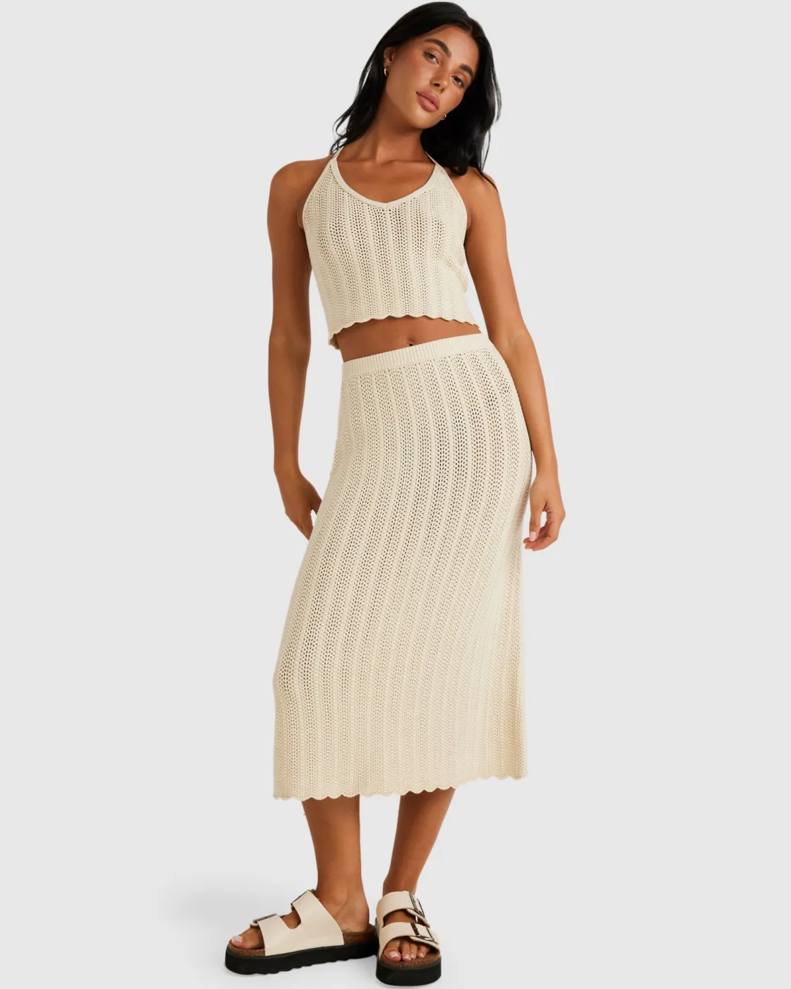 RVCA CROCHET HALTER TOP Natural Discount
