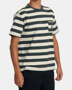 RVCA DAYSHIFT STRIPE TEE Garage Blue Clearance