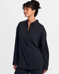 RVCA GIMME BEACH COVERUP SHIRT DRESS Rvca Black Hot