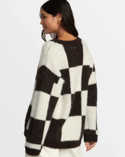 RVCA HERE WE ARE CARDIGAN SWEATER Chocolate Torte Clearance