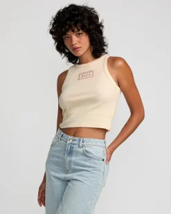 RVCA ISLAND LEI CROPPED TANK TOP Latte Online