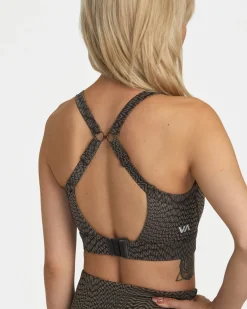 RVCA JACQUARD HIGH IMPACT BRA Va Warp Chocolate Sale