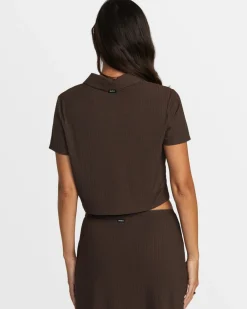 RVCA JENNI BUTTONED SHORT-SLEEVE SHIRT Chocolate Torte Best