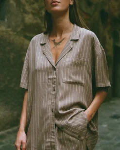 RVCA MASON BUTTON DOWN SHIRT Dark Khaki Outlet