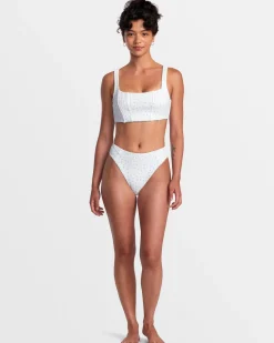 RVCA POINTE HIGH RISE CHEEKY BIKINI BOTTOMS White Sale