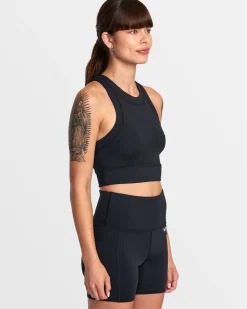 RVCA RIBBED FITTED TANK TOP Black New