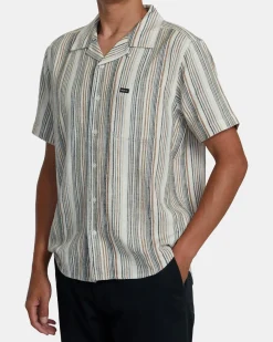 RVCA SATELLITE STRIPE SHORT SLEEVE SHIRT Antique White Online