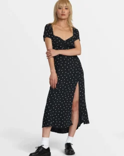 RVCA SECRETS MIDI DRESS Peach Whip Clearance