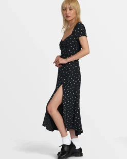 RVCA SECRETS MIDI DRESS Peach Whip Clearance