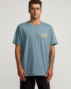 RVCA SIGNATURE SHORT SLEEVE TEE Industrial Blue Sale