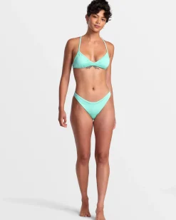 RVCA SOLID SHIMMER HIGH LEG FRENCH BIKINI BOTTOMS Ice Green