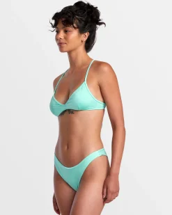 RVCA SOLID SHIMMER HIGH LEG FRENCH BIKINI BOTTOMS Ice Green