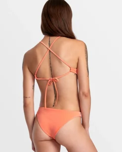 RVCA SOLID SHIMMER MEDIUM BIKINI BOTTOMS Fusion Coral Sale