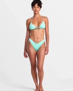 RVCA SOLID SHIMMER TRIANGLE BIKINI TOP Ice Green