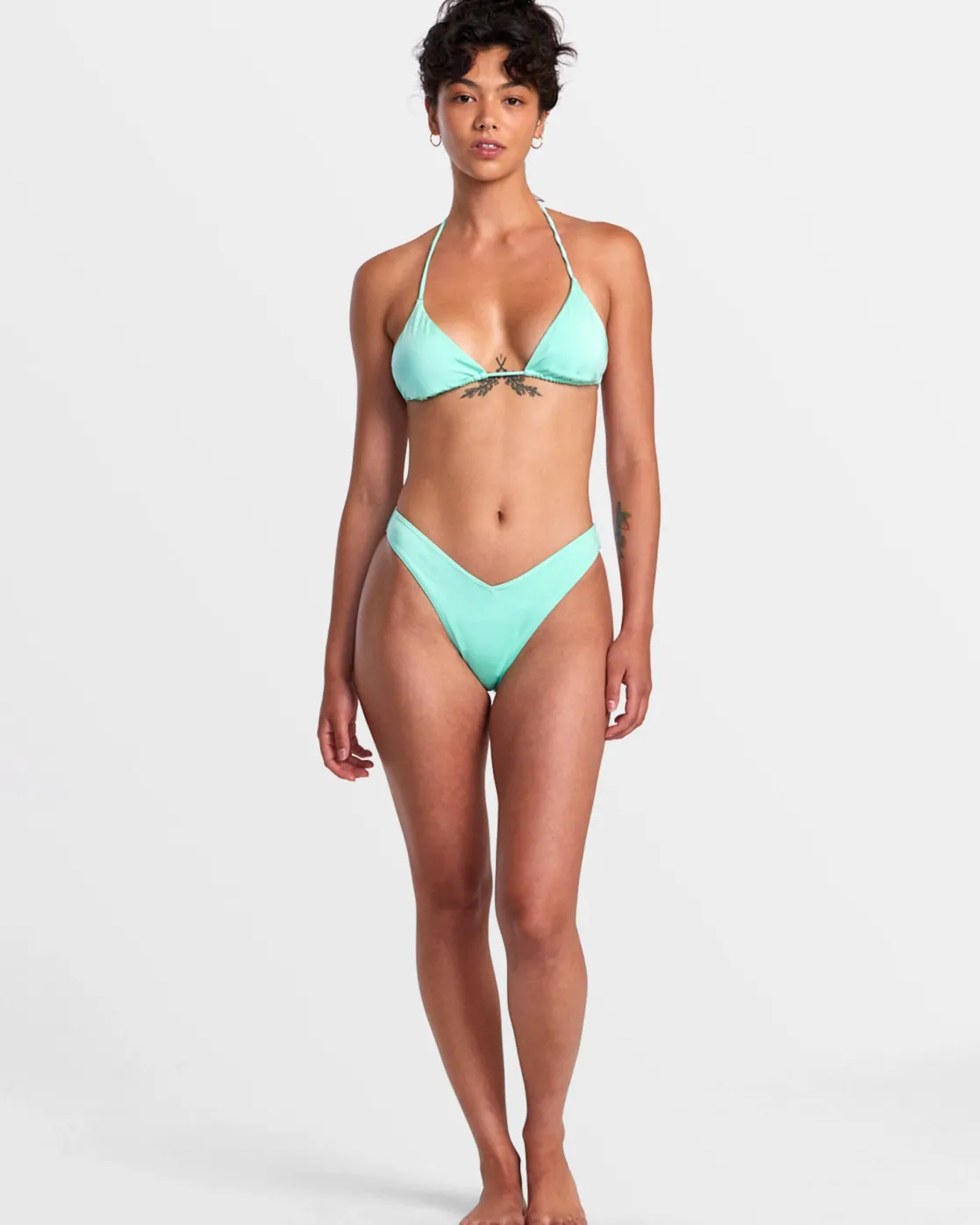 RVCA SOLID SHIMMER TRIANGLE BIKINI TOP Ice Green