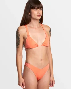 RVCA SOLID SHIMMER V-FRONT FRENCH BIKINI BOTTOMS Fusion Coral Best