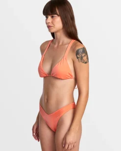 RVCA SOLID SHIMMER V-FRONT FRENCH BIKINI BOTTOMS Fusion Coral Best