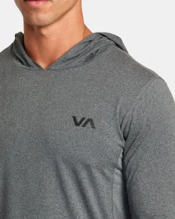 RVCA SPORT VENT TECHNICAL HOODED TOP Charcoal Heather