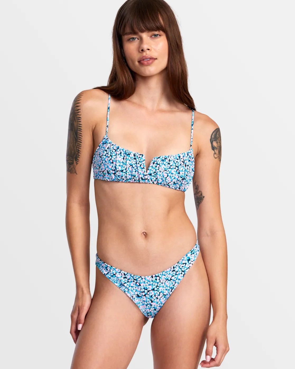 RVCA SPRINKLES V-WIRE BRALETTE BIKINI TOP Black Floral Online