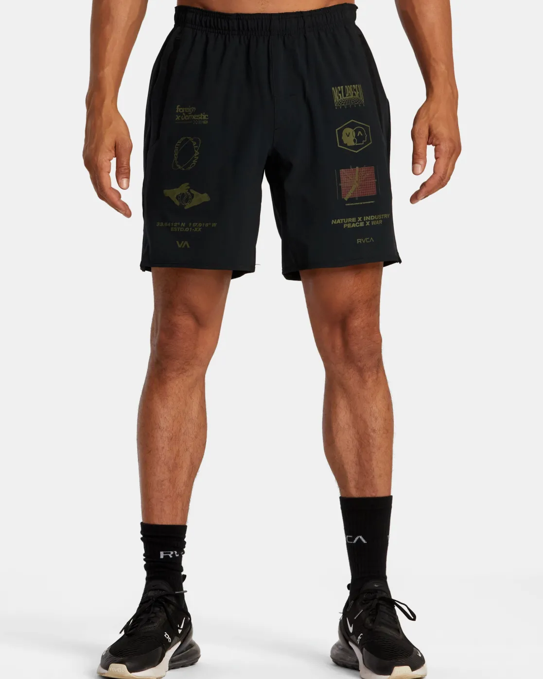 RVCA YOGGER STRETCH 17" ATHLETIC SHORTS Black Multi Sale
