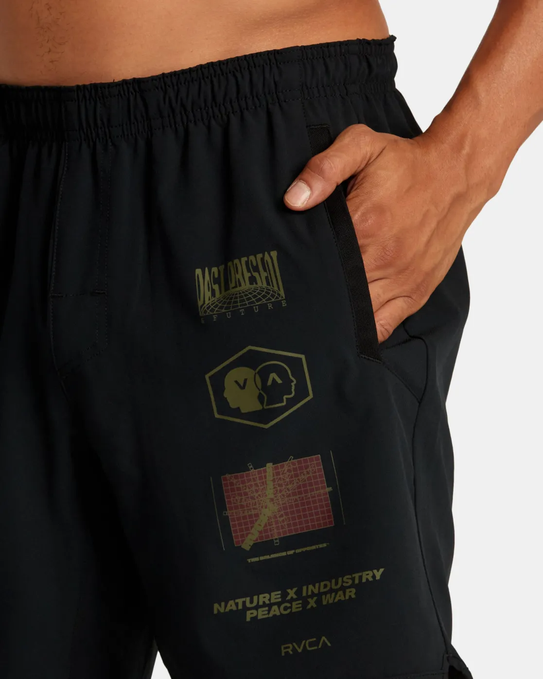 RVCA YOGGER STRETCH 17" ATHLETIC SHORTS Black Multi Sale
