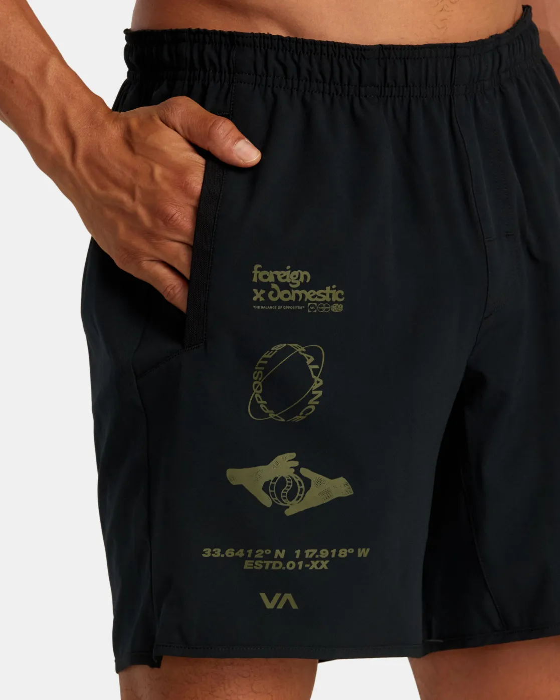 RVCA YOGGER STRETCH 17" ATHLETIC SHORTS Black Multi Sale