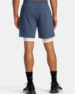 RVCA YOGGER TRAIN 2-IN-1 17" WORKOUT SHORTS Vintage Indigo New