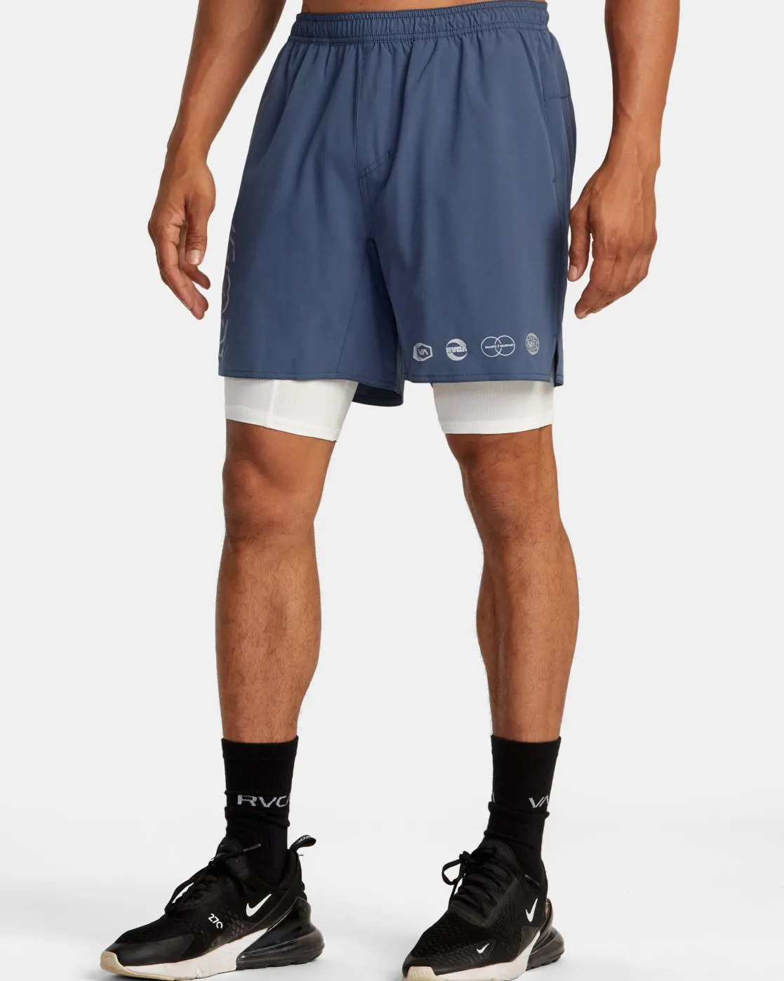 RVCA YOGGER TRAIN 2-IN-1 17" WORKOUT SHORTS Vintage Indigo New