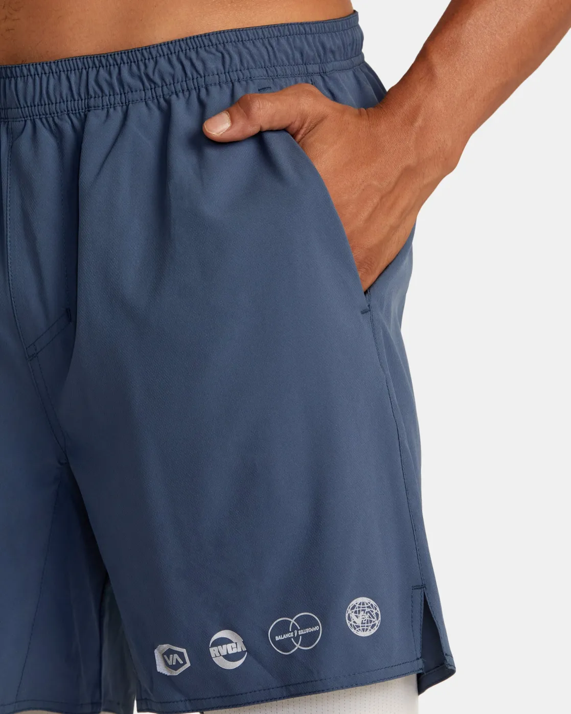 RVCA YOGGER TRAIN 2-IN-1 17" WORKOUT SHORTS Vintage Indigo New